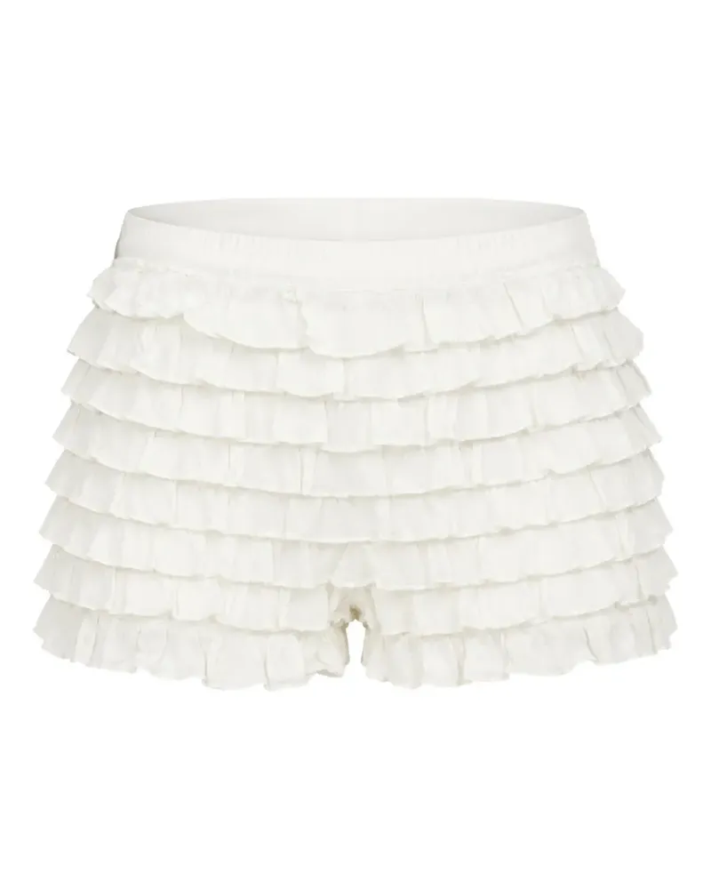 LoveShackFancy Prudence ruffled shorts - Weiß Weiß