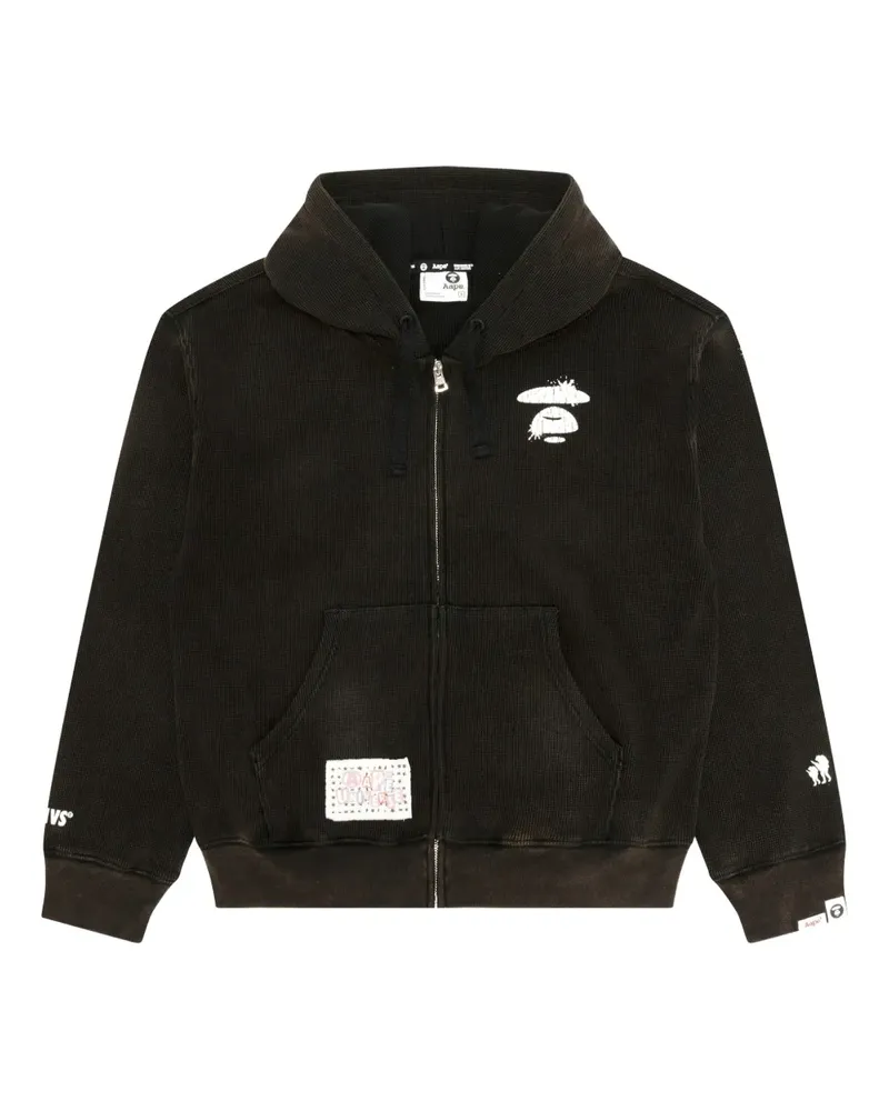 BAPE Kapuzenjacke mit grafischem Print - Schwarz Schwarz