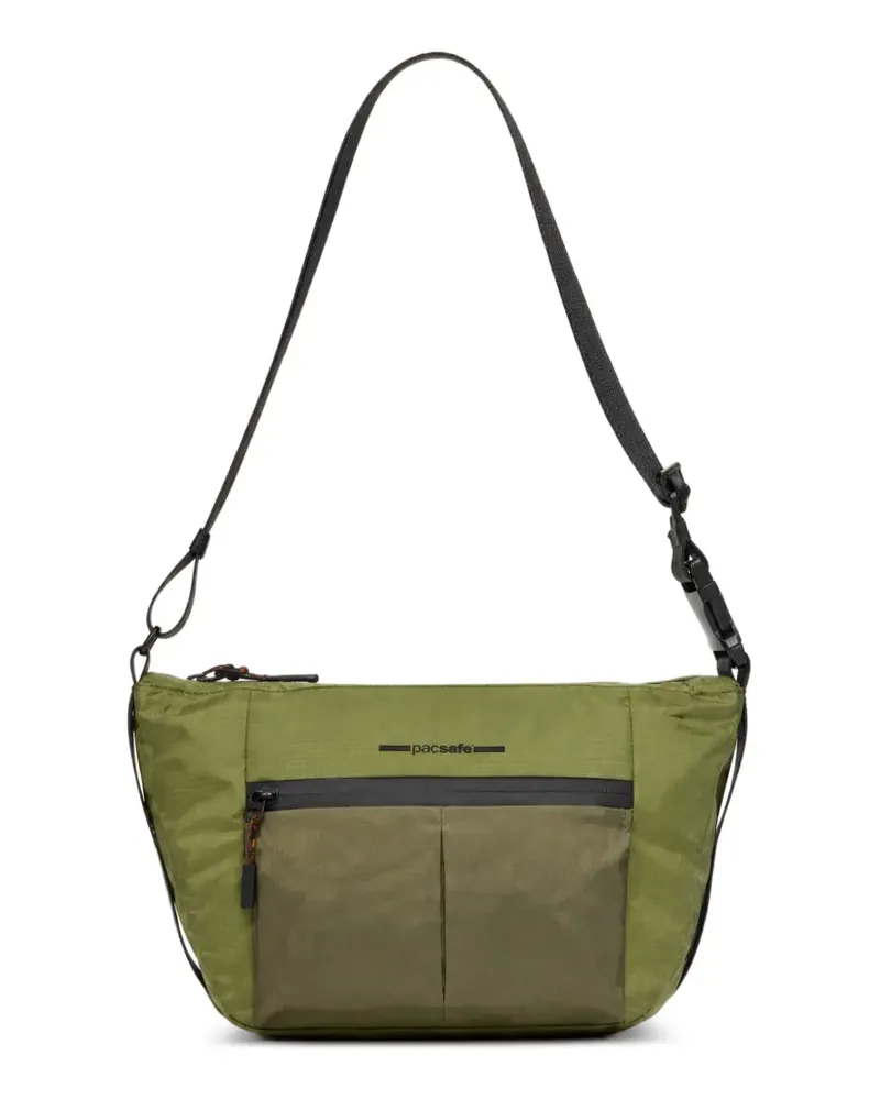 Piquadro Schultertasche mit Logo-Print - Grün Grün