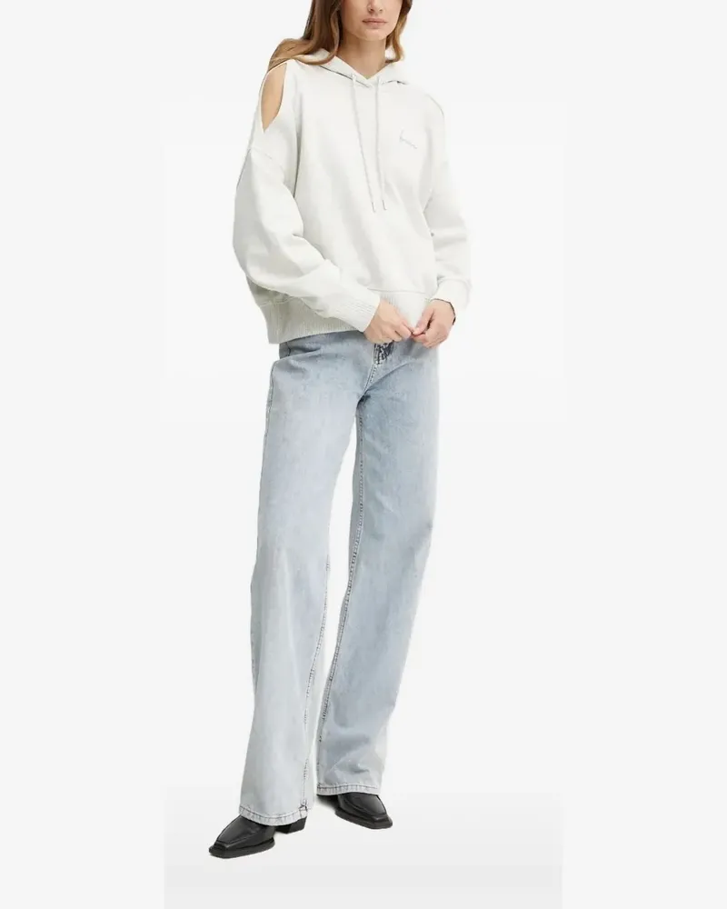HUGO BOSS Bestickter Hoodie mit Cut-Out - Weiß Weiß
