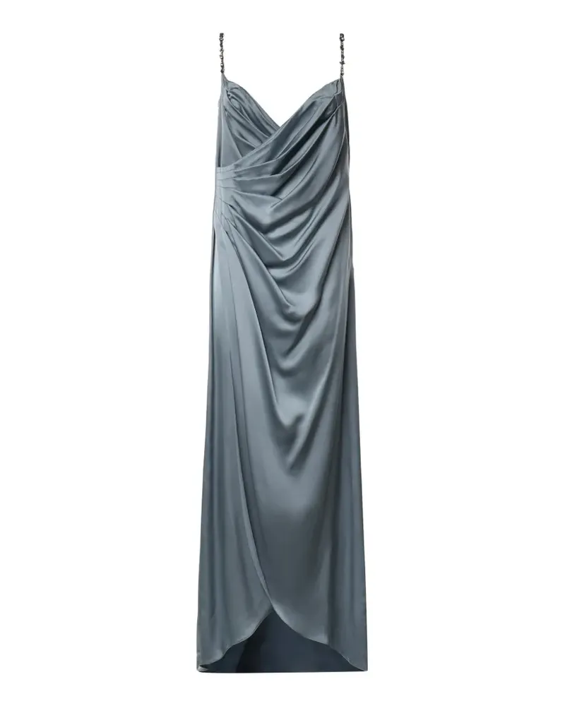Valentino Garavani long dress in embroidered Cady satin - Blau Blau