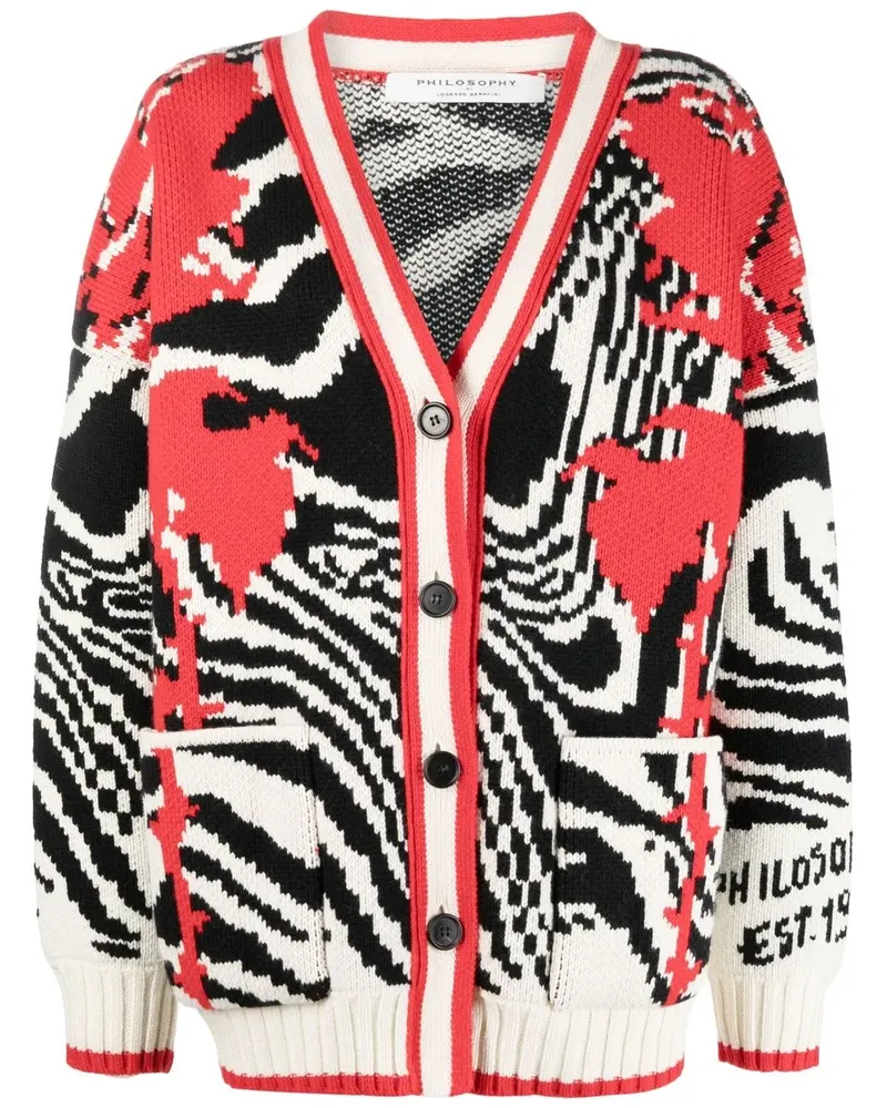 Philosophy Di Lorenzo Serafini Cardigan mit Zebramuster - Schwarz Schwarz