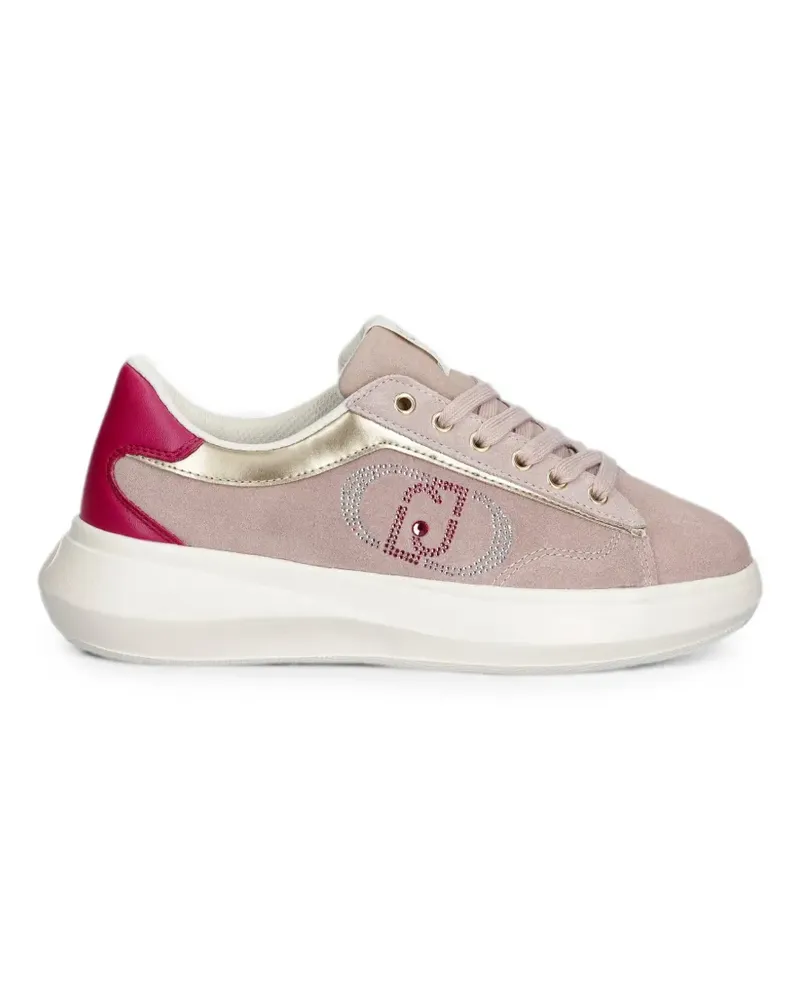 Liu Jo rhinestone-logo suede sneakers - Rosa Rosa