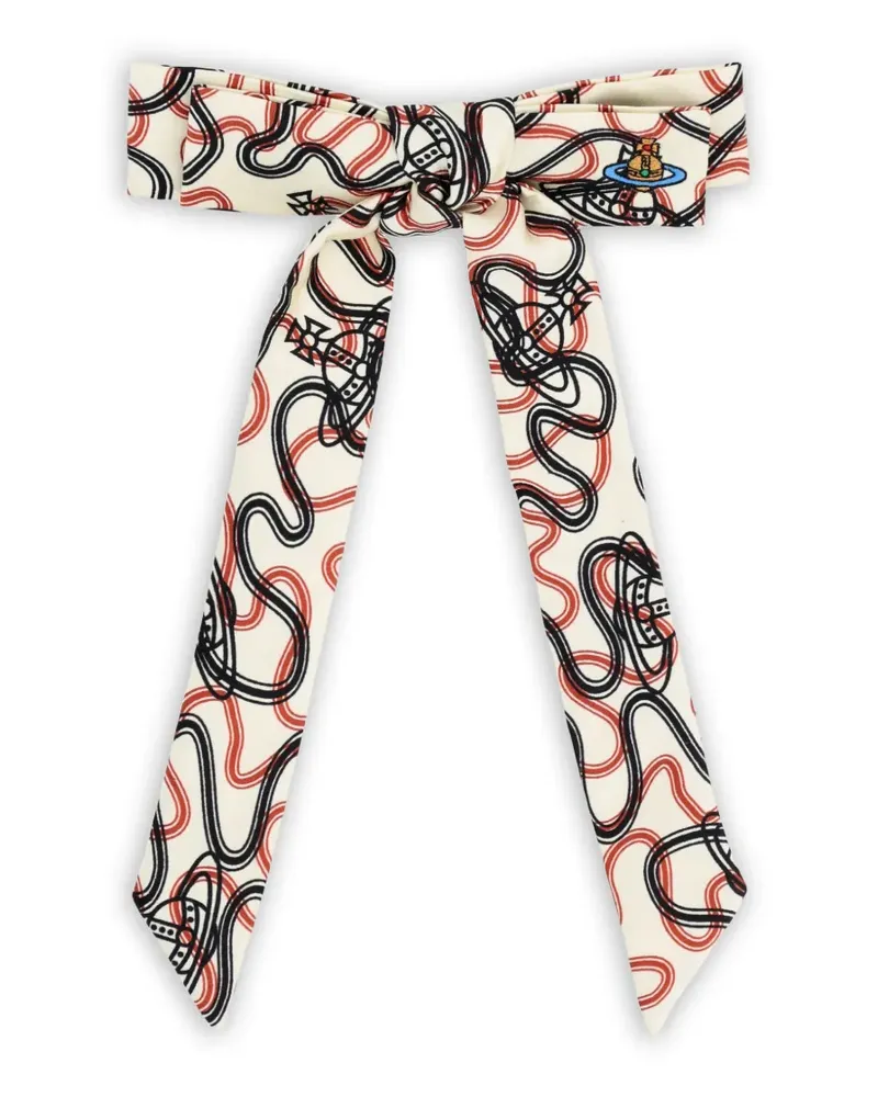 Vivienne Westwood Orb-print bow hair clip - Weiß Weiß