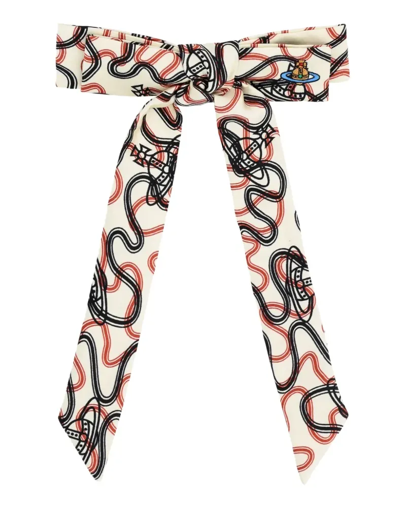 Vivienne Westwood Orb-print bow hair clip - Weiß Weiß
