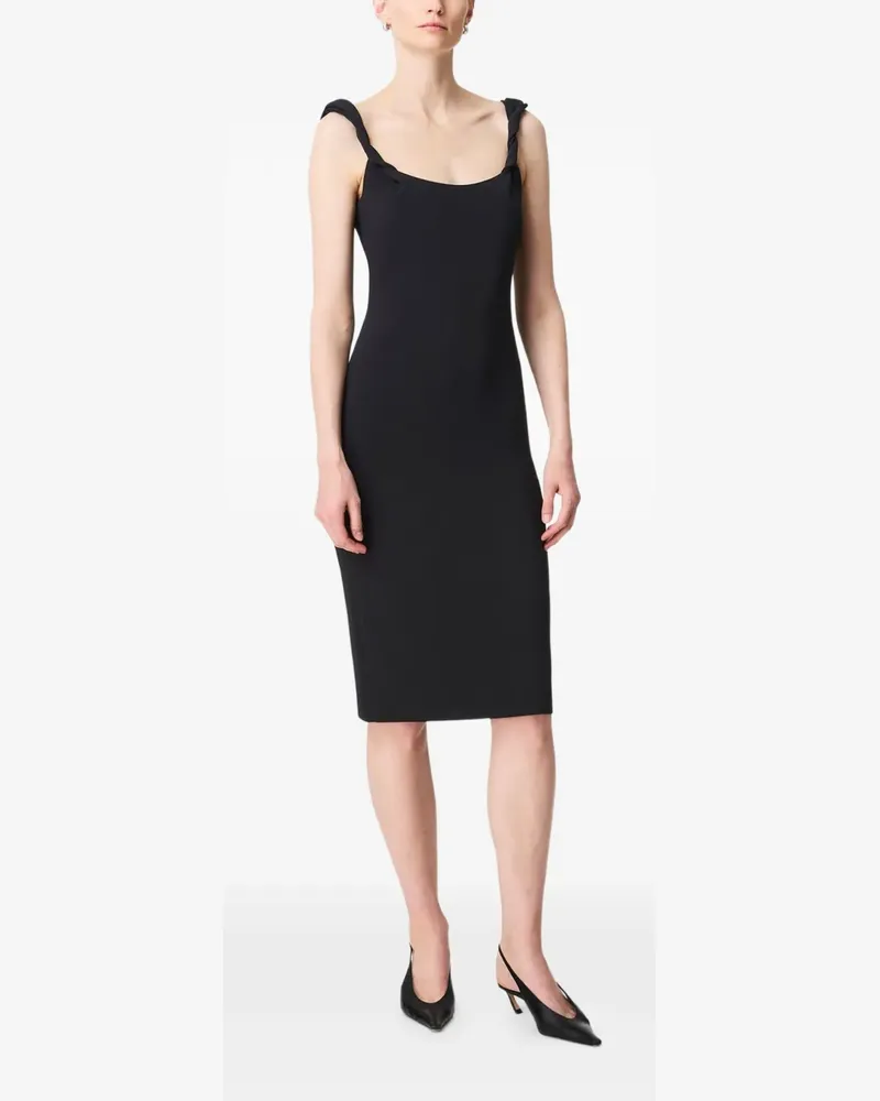 Another Tomorrow twist-strap midi dress - Schwarz Schwarz