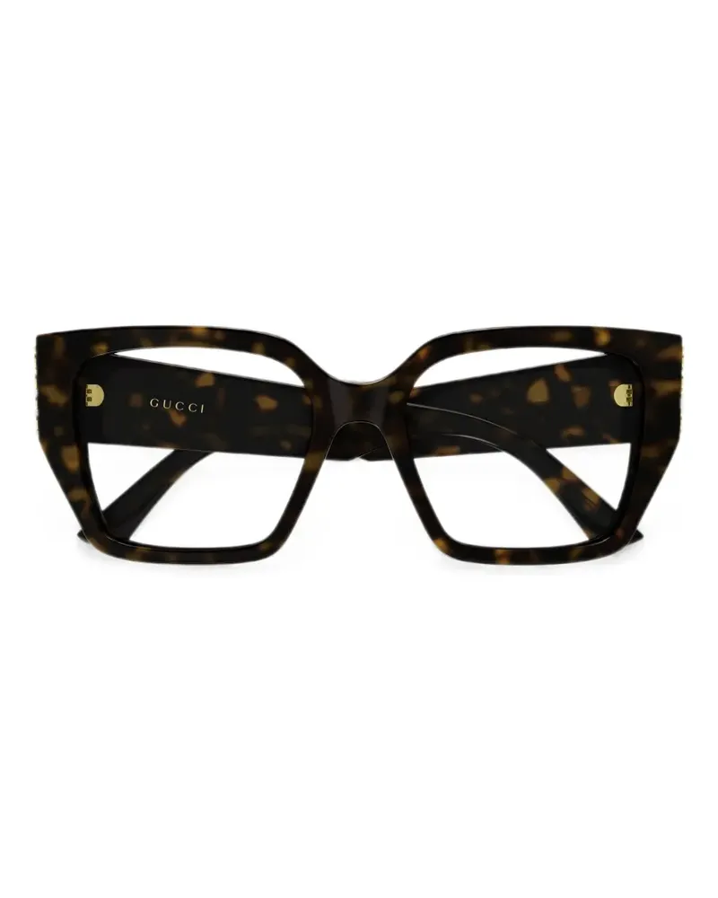 Gucci Eckige Brille in Schildpattoptik - Braun Braun