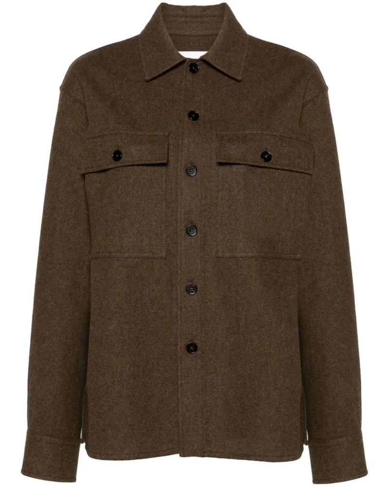 Jil Sander Hemdjacke aus Wollfilz - Grün Grün