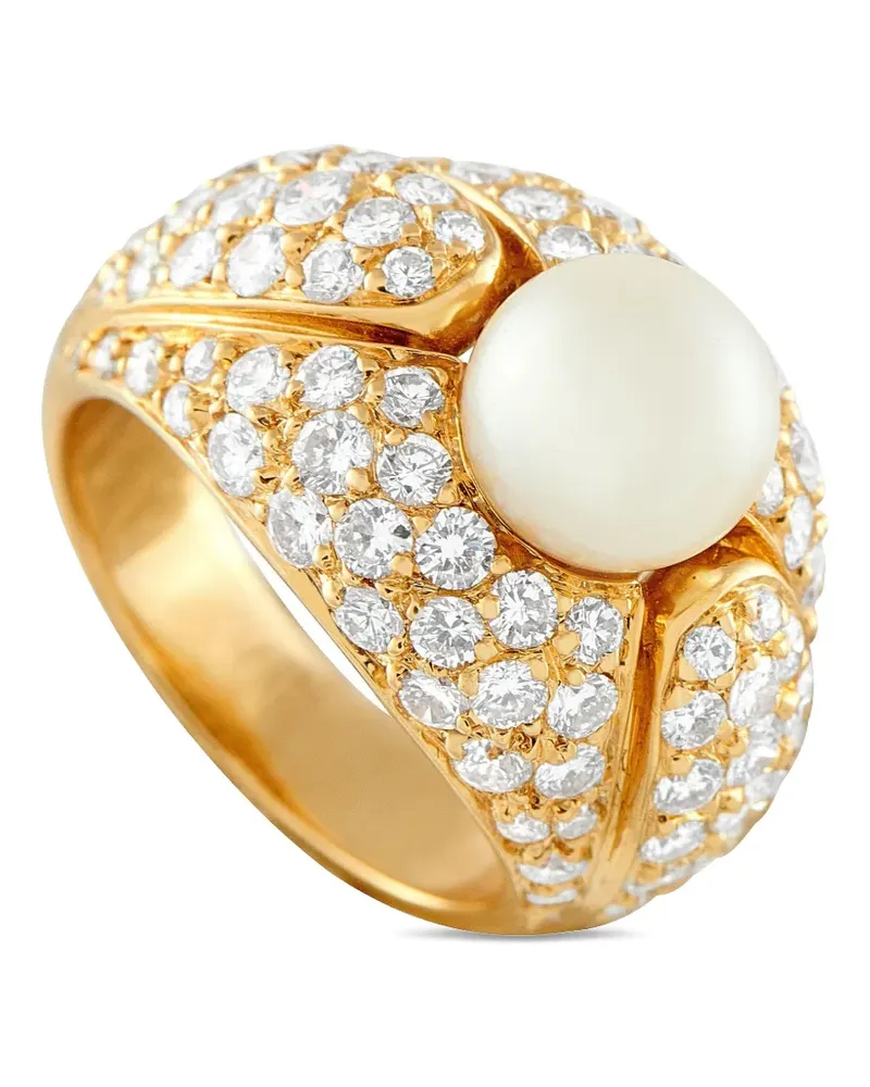 Cartier 18K yellow gold diamond and pearl ring Gold