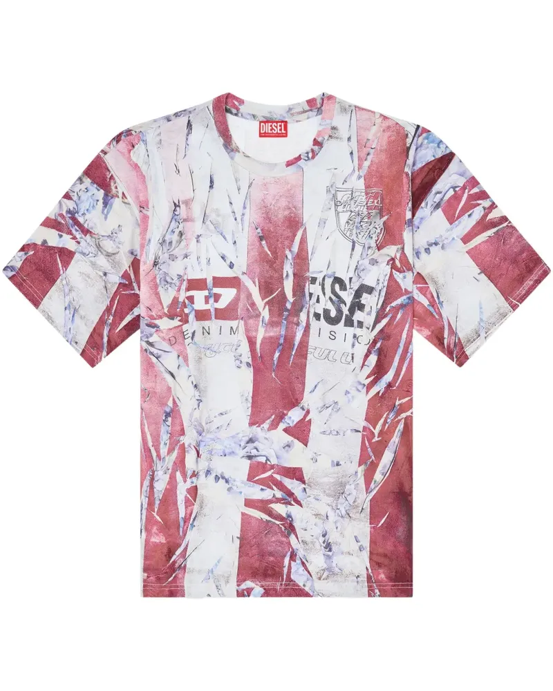 Diesel T-Shirt mit Bleach-Effekt - Rot Rot