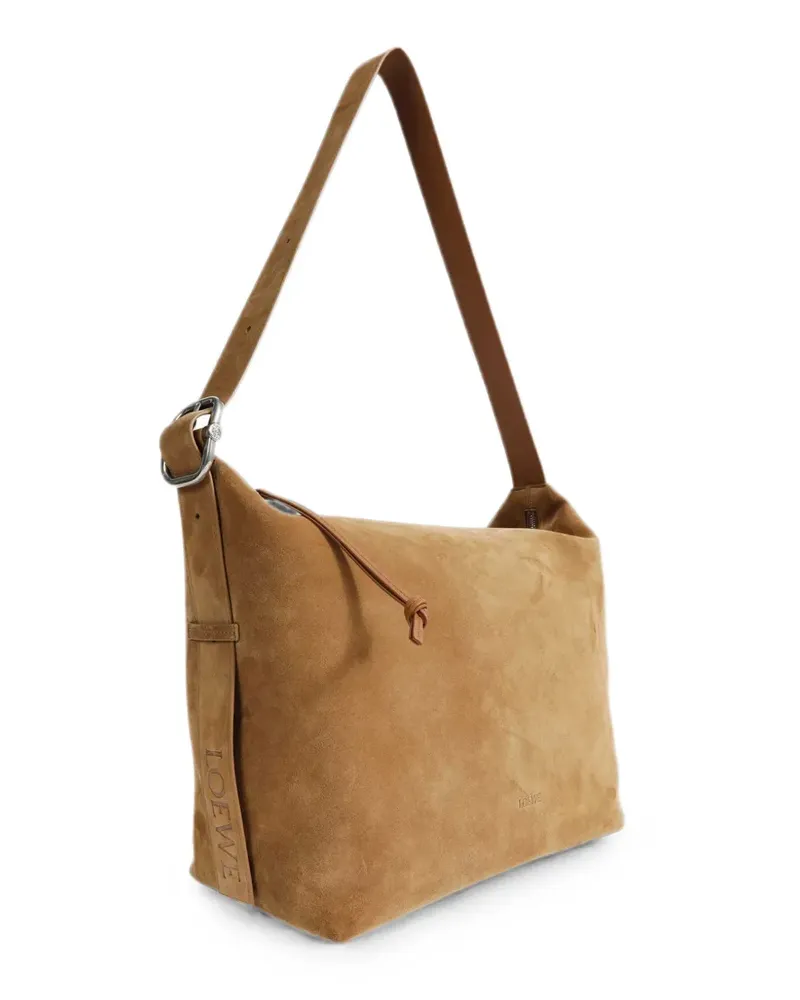 Loewe Große Loop Schultertasche aus Wildleder und Kalbsleder - Braun Braun