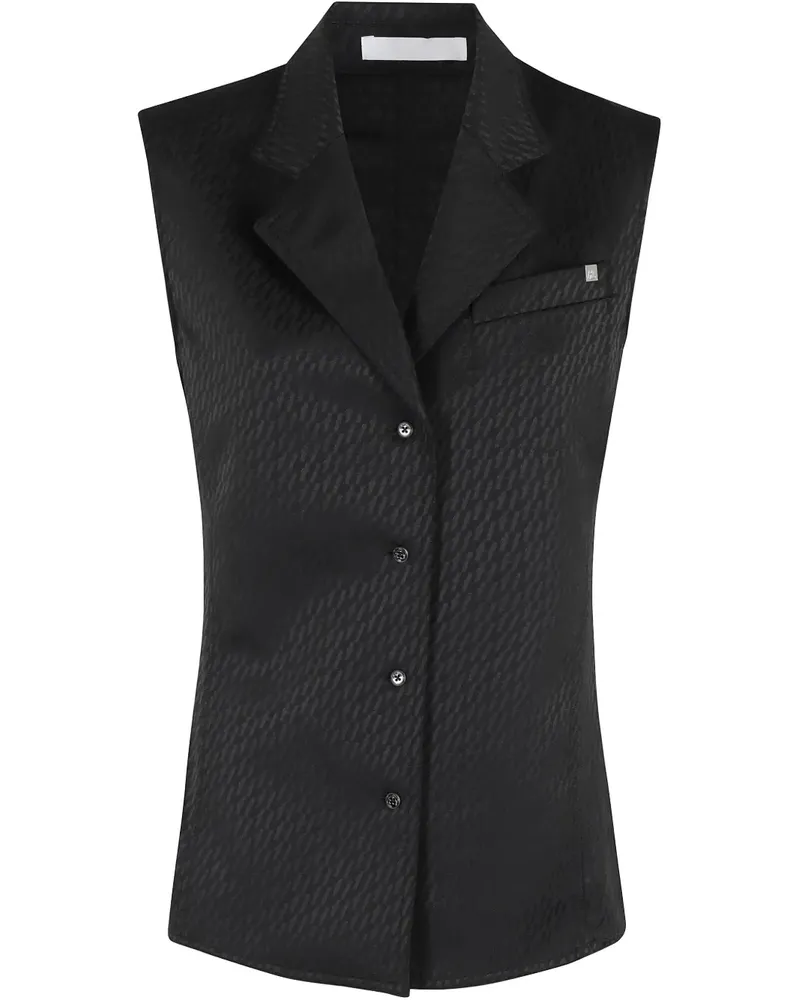 Helmut Lang Satinweste mit Jacquardmuster - Schwarz Schwarz