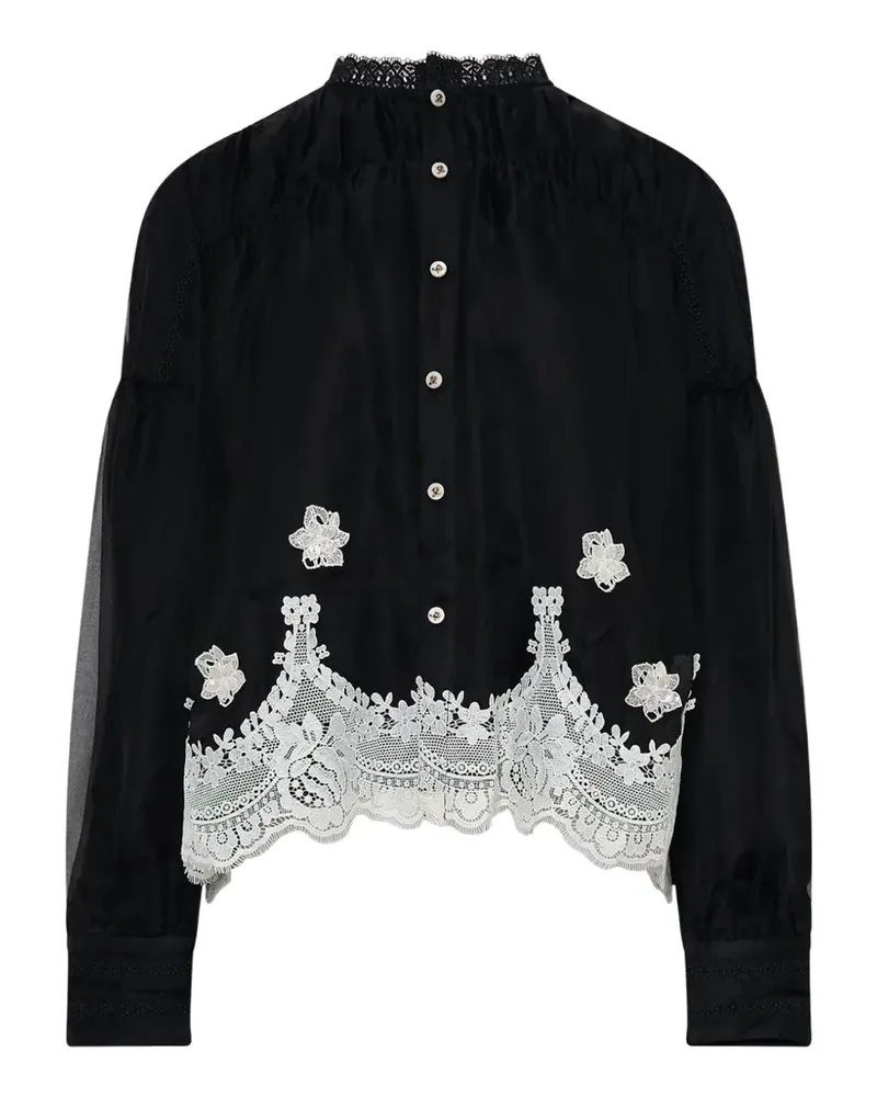 Renli Su lace-trim blouse - Schwarz Schwarz