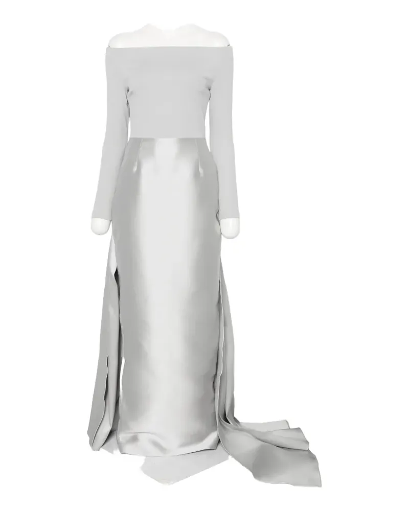 Solace London off-shoulder draped gown maxi dress - Grau Grau