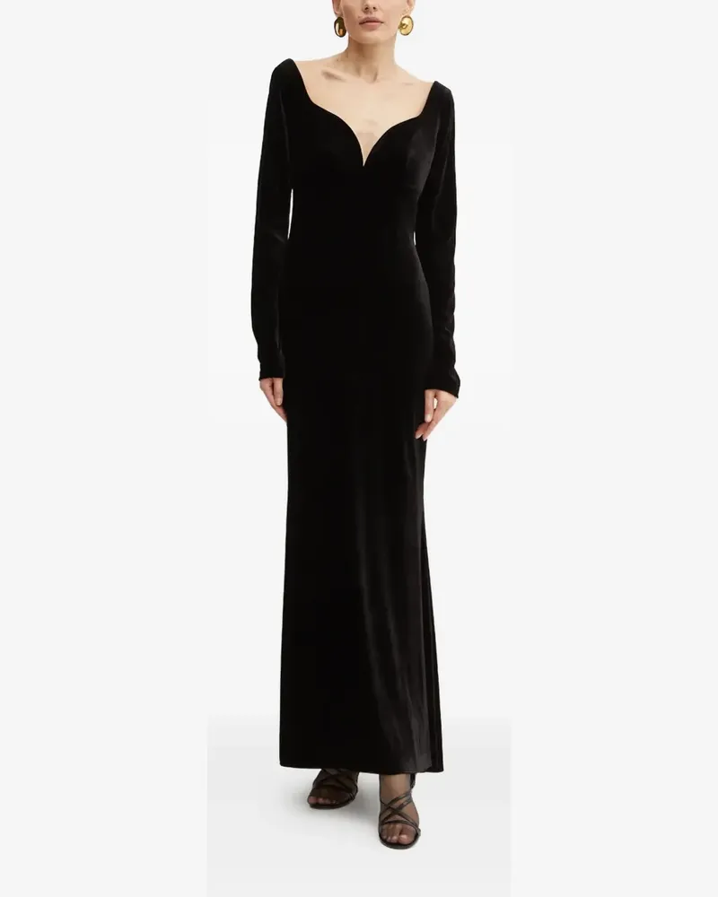 Luisa Spagnoli long-sleeve V-neck maxi dress - Schwarz Schwarz