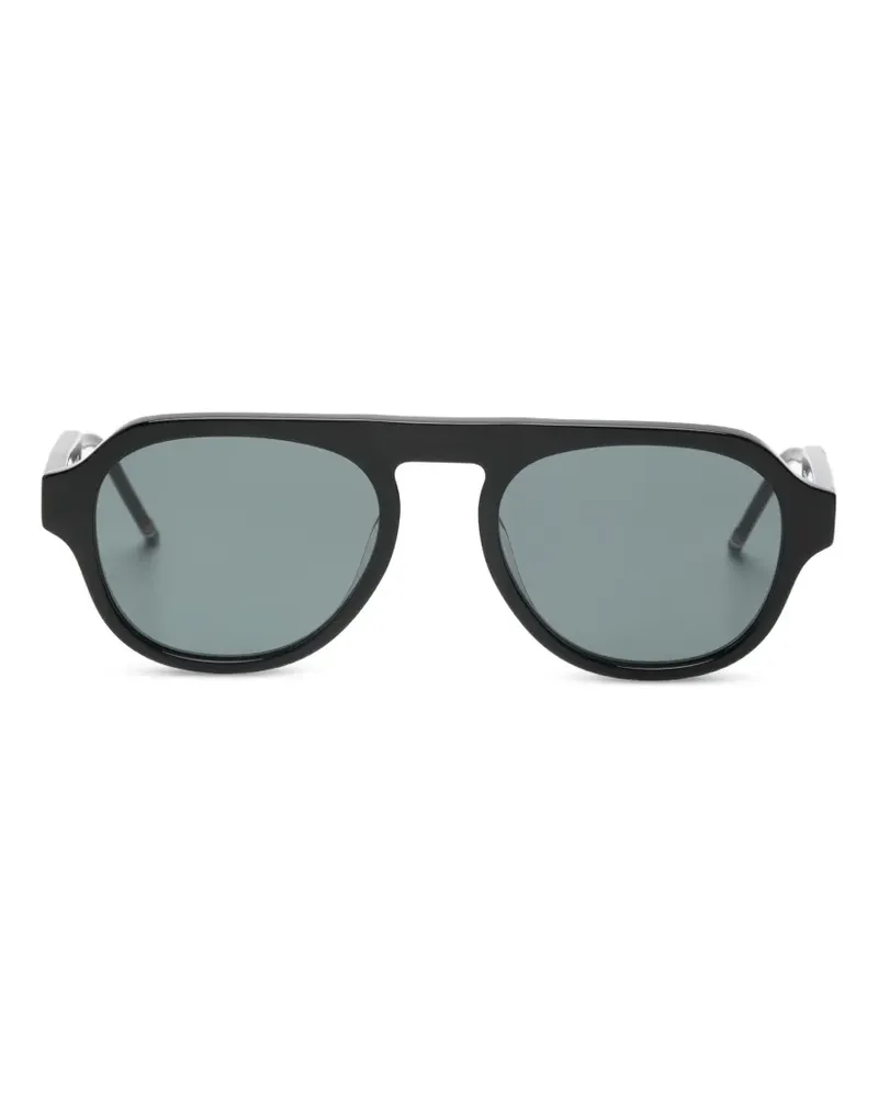 Thom Browne Sonnenbrille mit rundem Gestell - Schwarz Schwarz