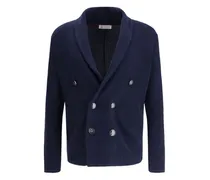 Doppelreihiger Cardigan mit Schalkragen - Blau