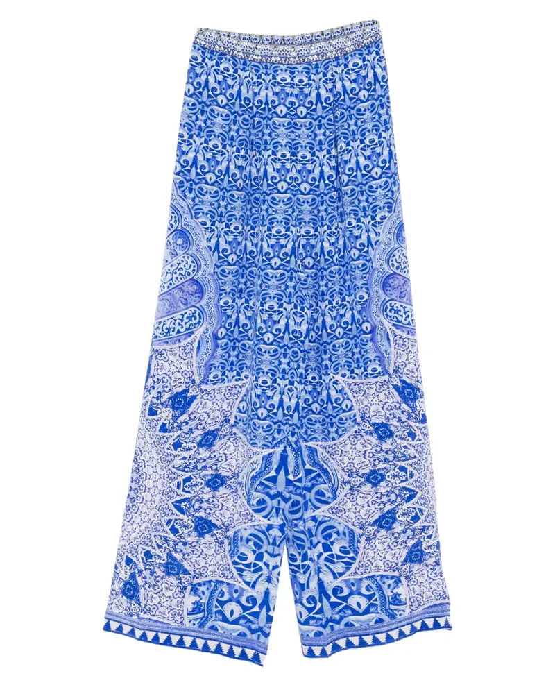 Camilla monogram-print trousers - Blau Blau