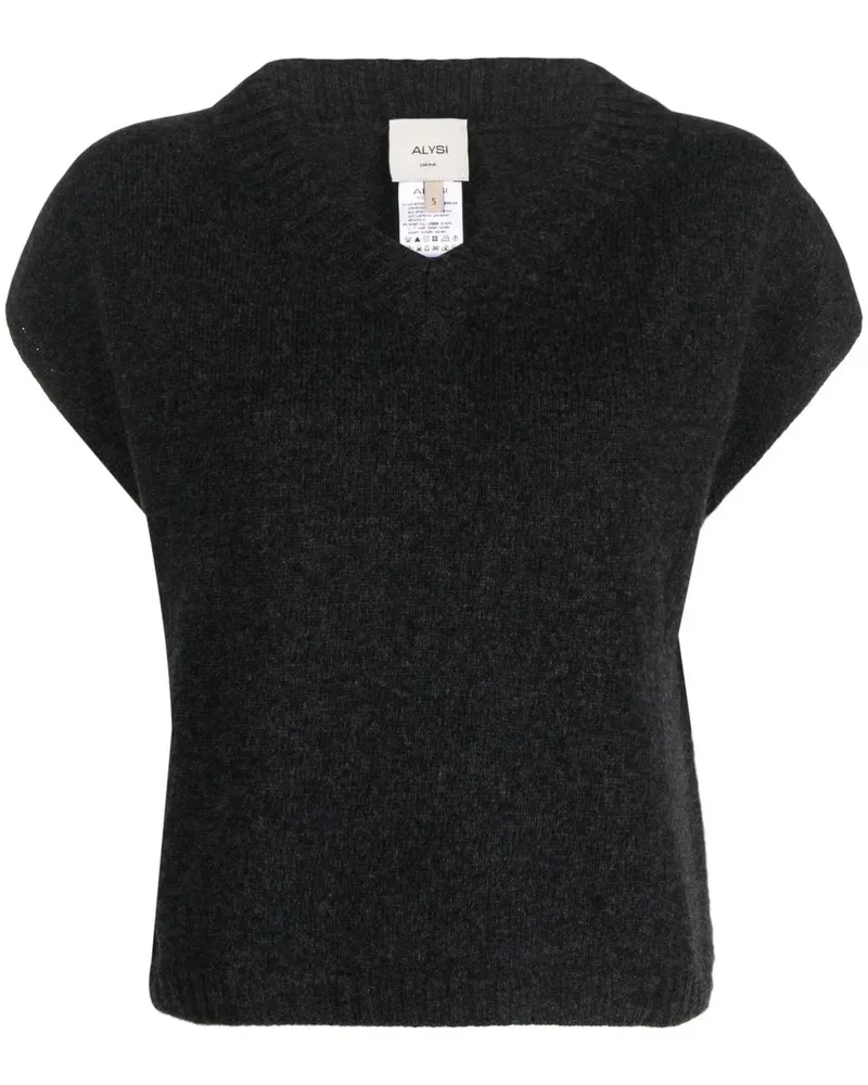 ALYSI Gerippter Pullover mit V-Ausschnitt - Grau Grau