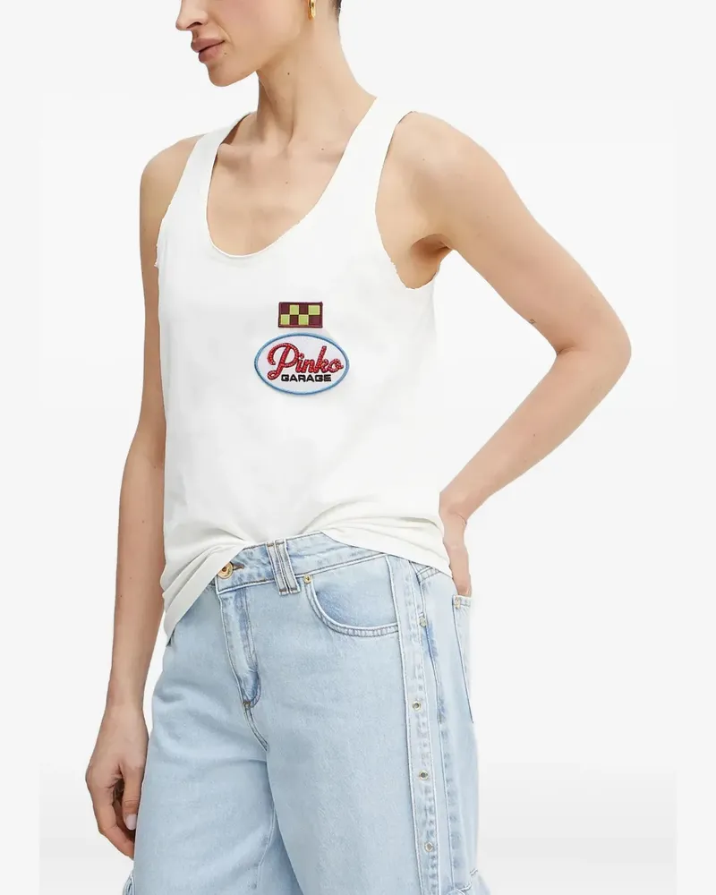 Pinko Trägershirt mit Logo-Applikation - Weiß Weiß