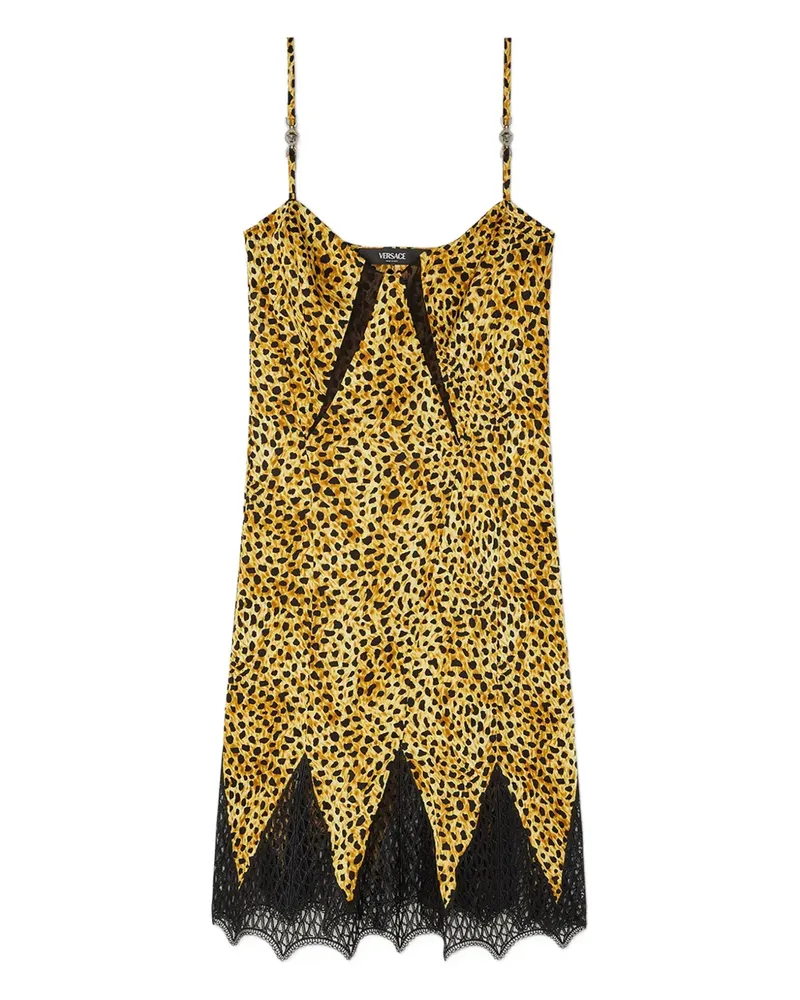 Versace Cheetah Camisole-Kleid aus Seide - Gelb Gelb