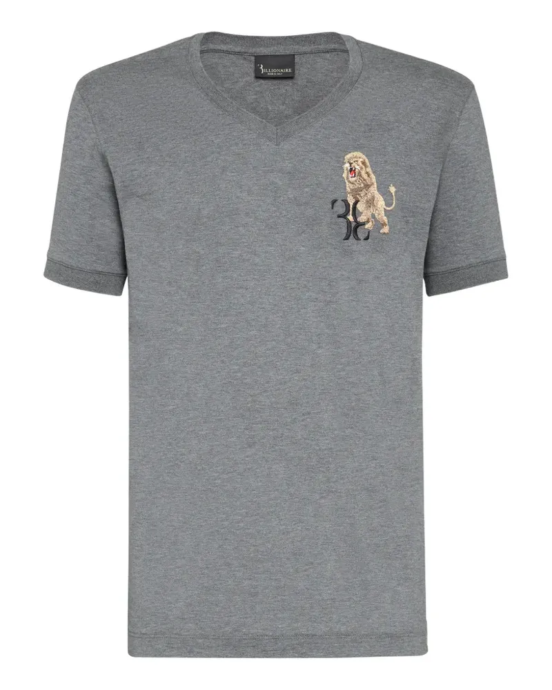 Billionaire T-Shirt mit Löwenstickerei - Grau Grau