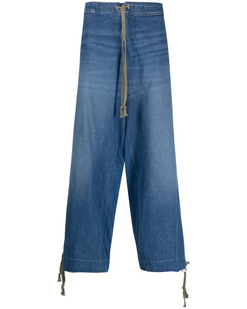Greg Lauren Lockere Hybrid-Jeans mit Kordelzug - Blau Blau
