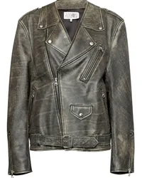 Maison Margiela Lederjacke im Used-Look Schwarz