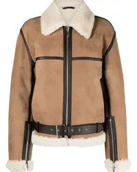 Totême Jacke aus Wildleder mit Shearling-Besatz Braun