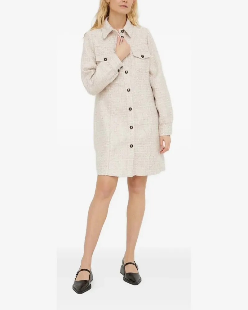 BRUUNS BAZAAR Mini-Hemdkleid aus Tweed - Nude Nude