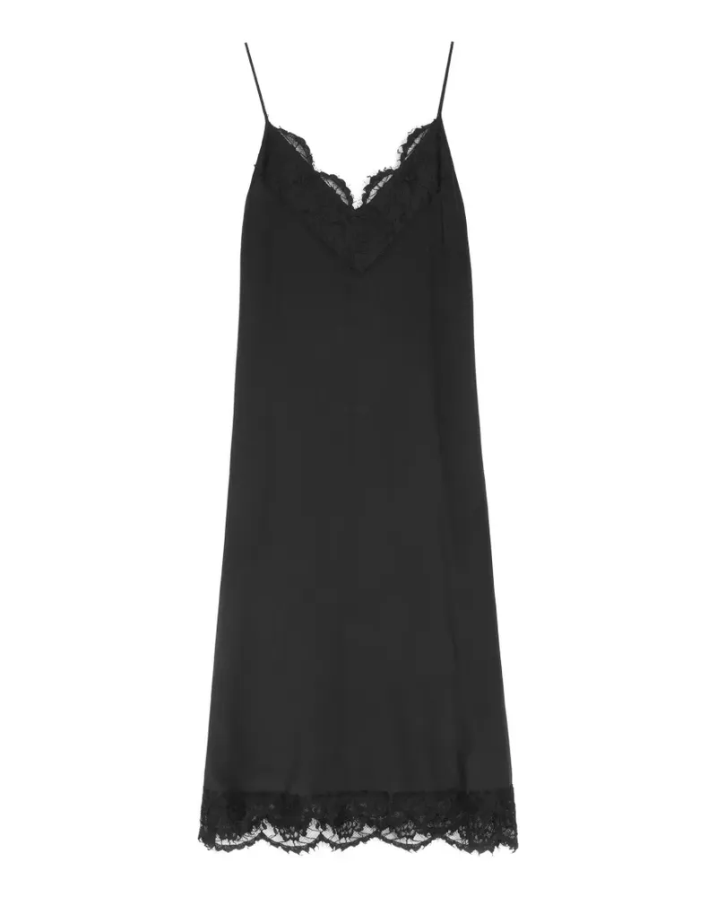 Vera Wang Cadence Midikleid mit Spitzenbesatz - Schwarz Schwarz