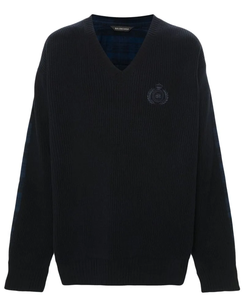 Balenciaga Pullover mit Logo-Stickerei Blau