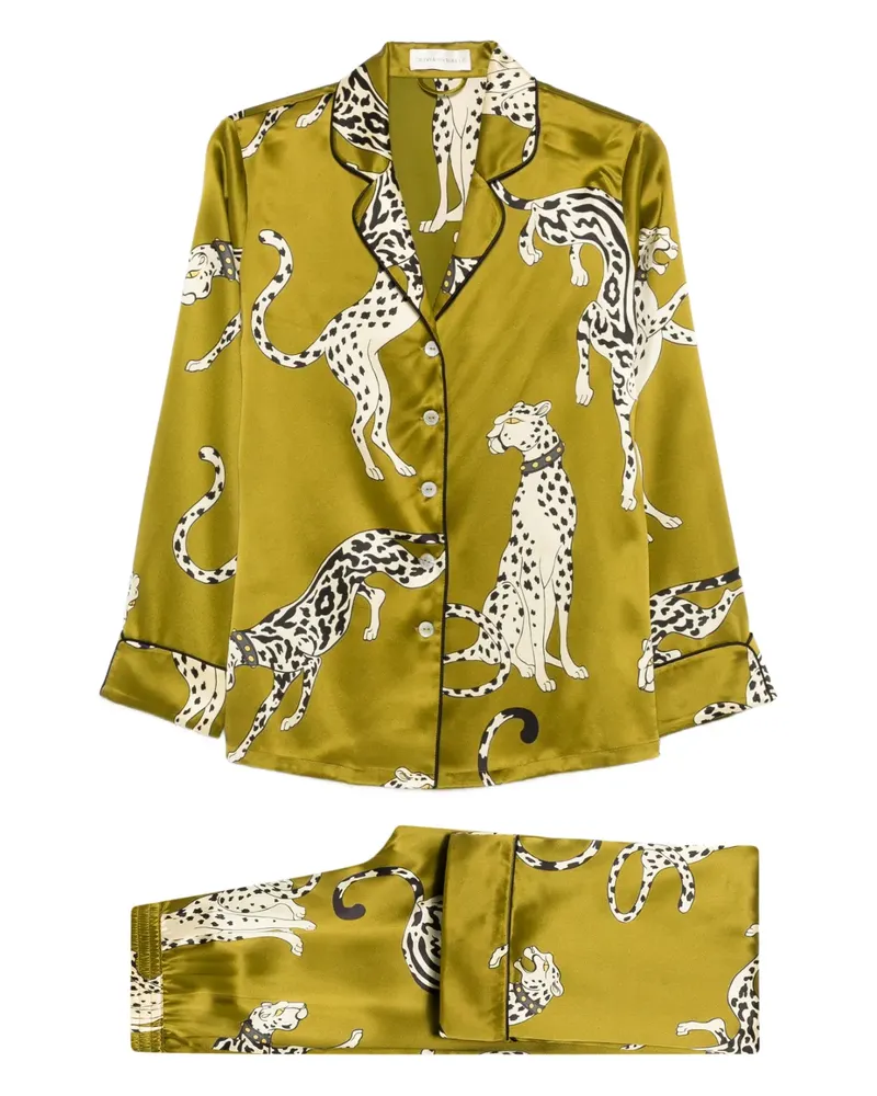 Olivia von Halle Lila Chanson animal-print pyjama (set of two) - Grün Grün