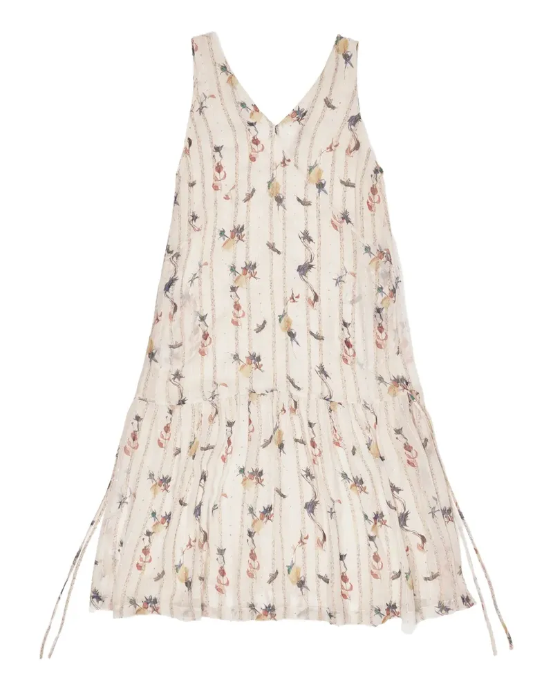 BIMBA Y LOLA Gestuftes Midikleid mit Blumen-Print - Nude Nude