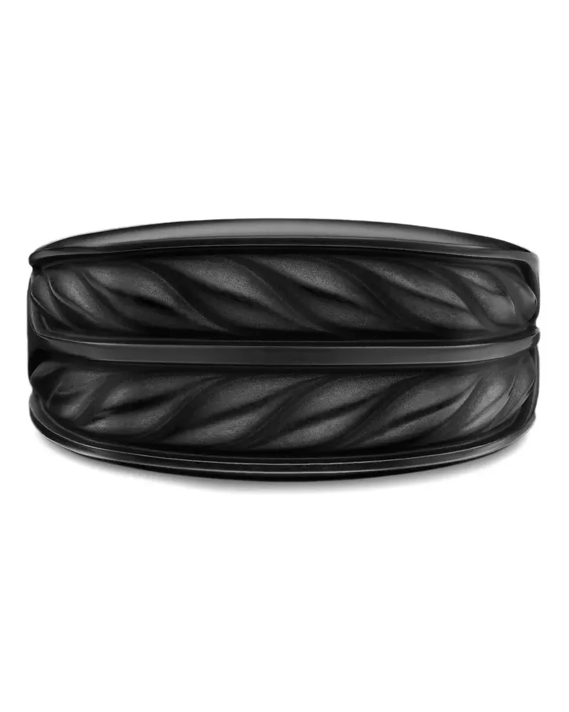 David Yurman Dreiseitiger Chevron Siegelring - Schwarz Schwarz