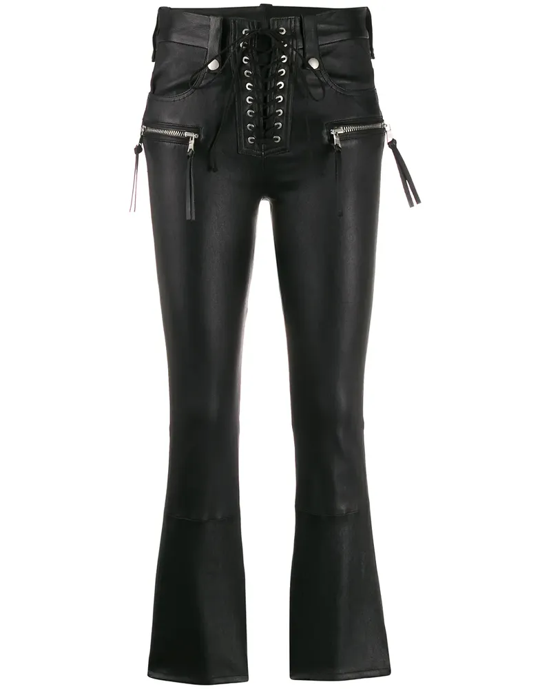 Unravel Cropped-Lederhose - Schwarz Schwarz
