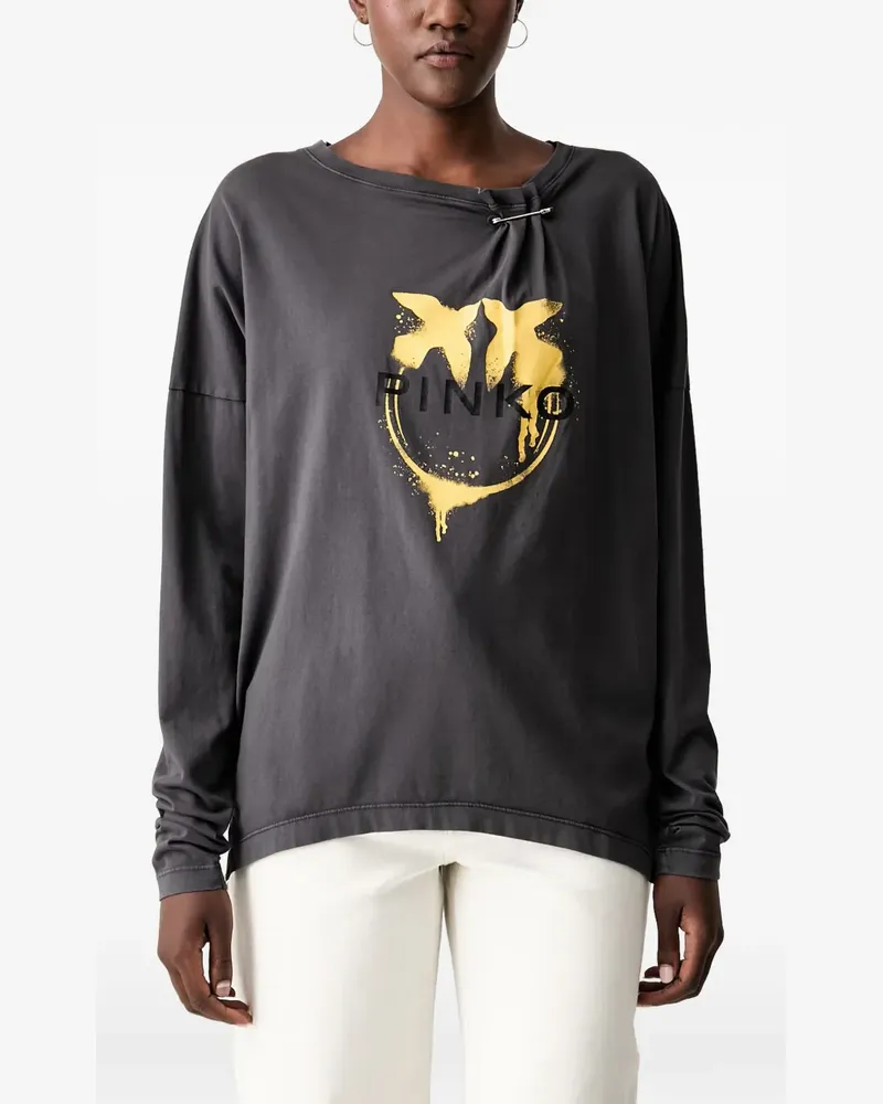 Pinko T-Shirt mit Logo - Grau Grau
