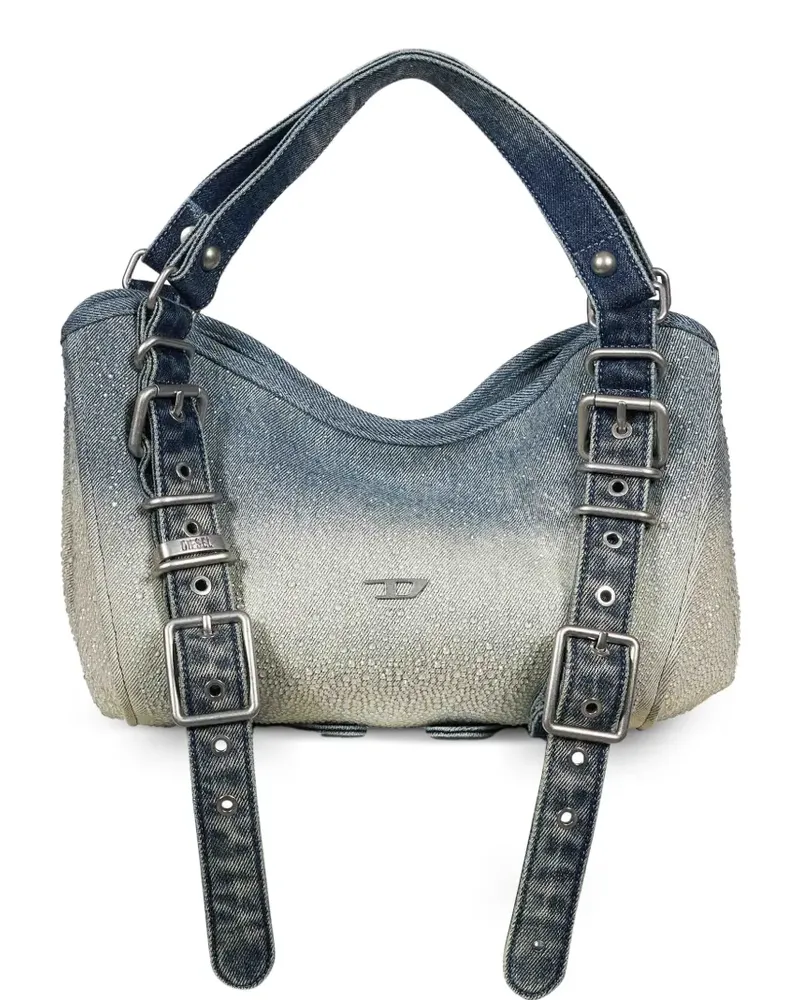 Diesel Kleine D-One-Handtasche aus kristallverspiegeltem Denim - Nude Nude