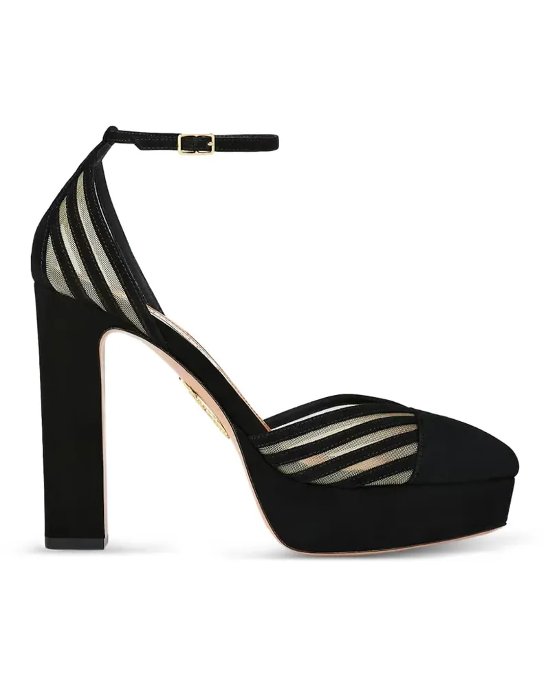 Aquazzura Alana Plateau Pumps aus Wildleder - Schwarz Schwarz