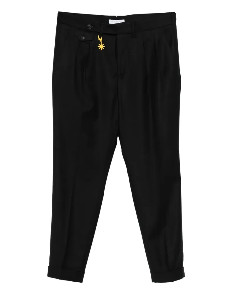 Manuel Ritz Flanellhose mit Falten - Schwarz Schwarz