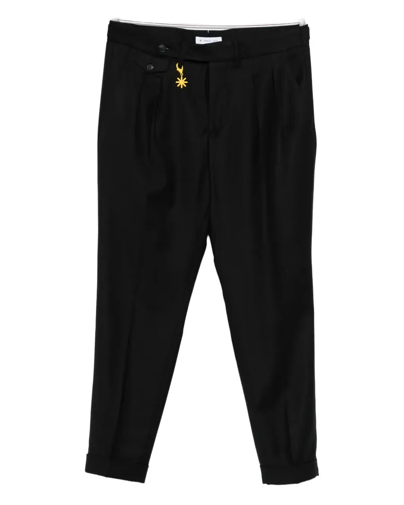 Manuel Ritz Flanellhose mit Falten - Schwarz Schwarz
