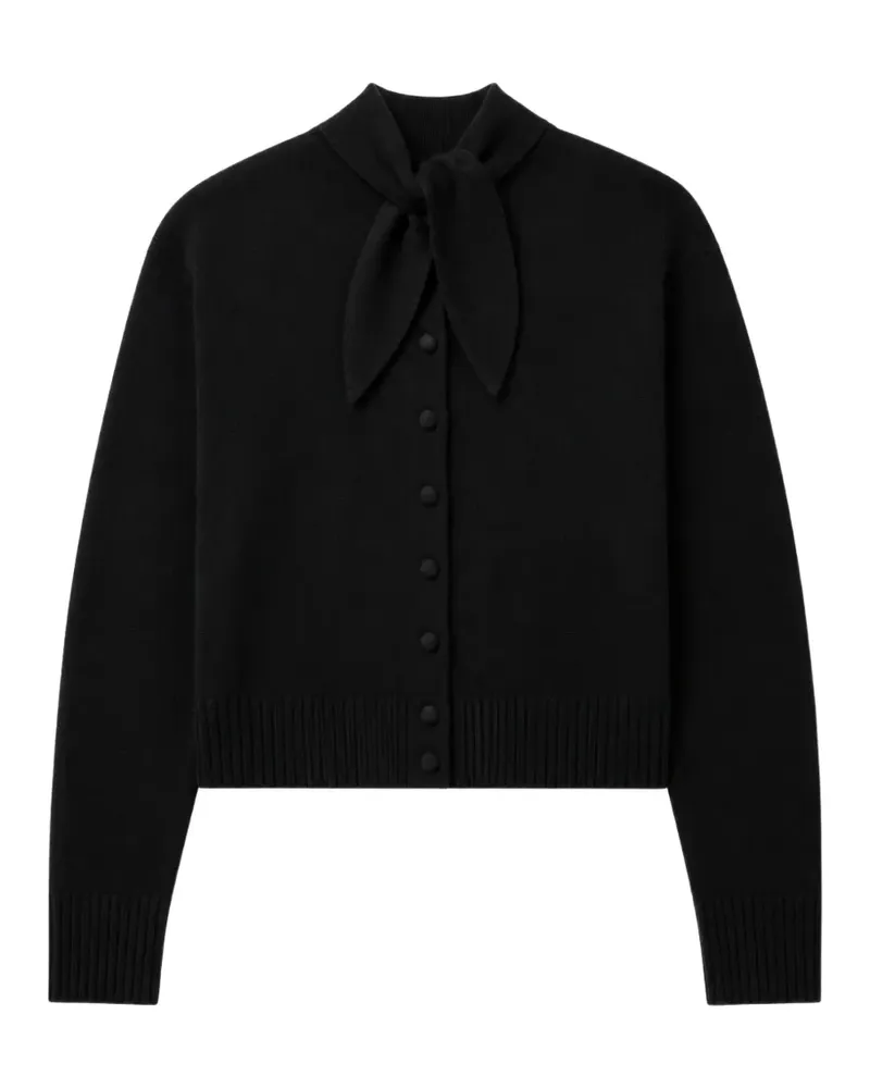 Chinti & Parker Cardigan mit Bindeband am Ausschnitt und Knopfverschluss - Schwarz Schwarz