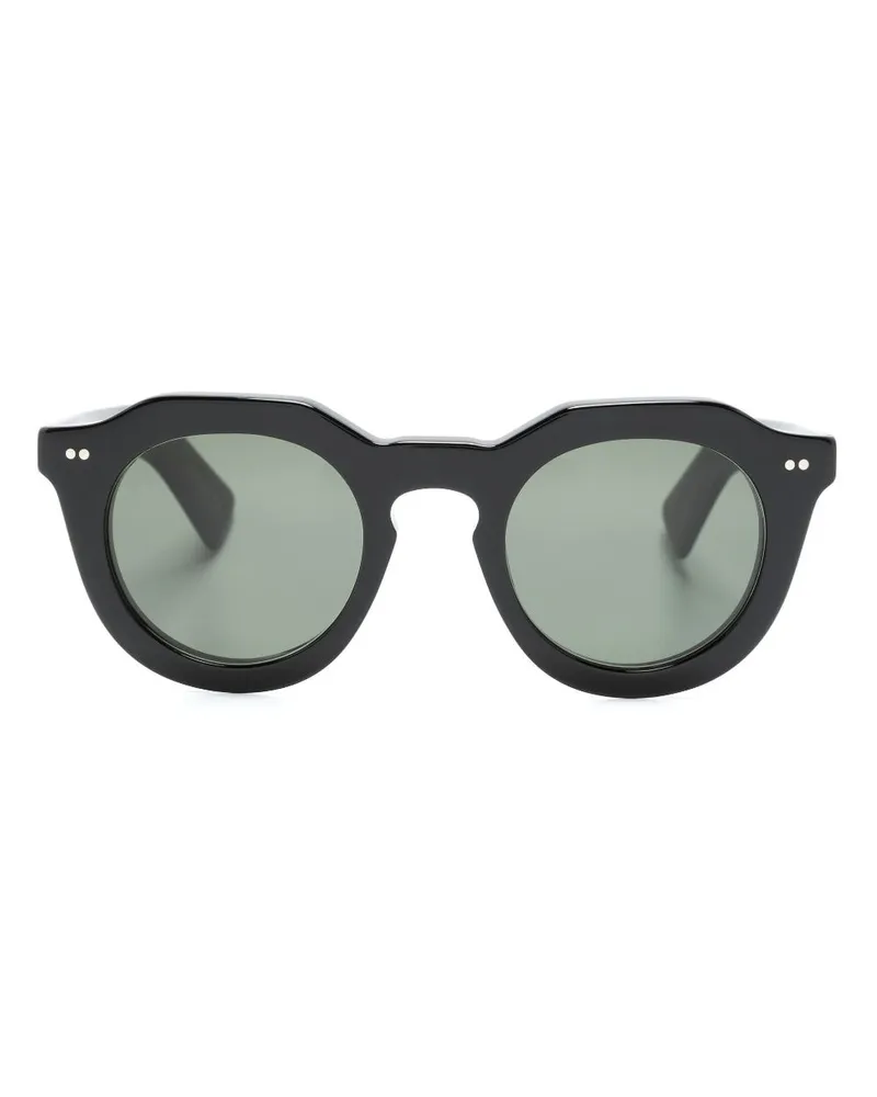 Lesca Runde Toro Sonnenbrille - Schwarz Schwarz