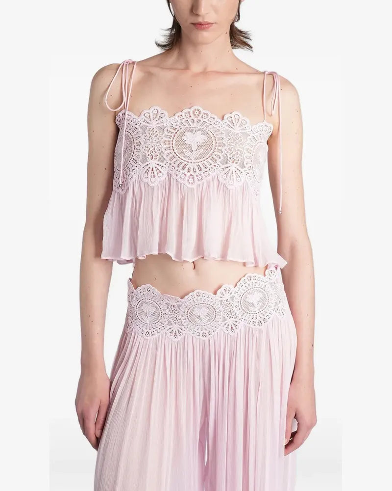 Retrofête Luenie lace-trim tie-fastening top - Rosa Rosa