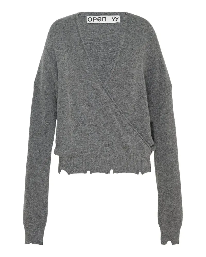 OPEN YY Wickelpullover im Distressed-Look - Grau Grau