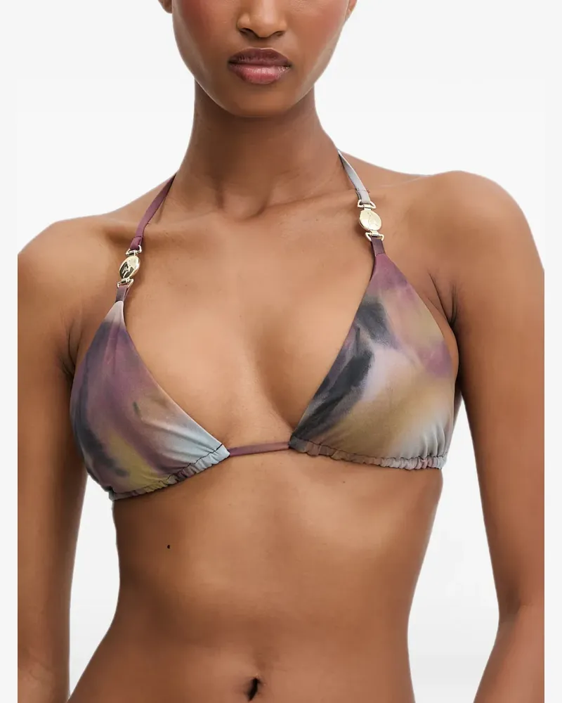 Patrizia Pepe logo-plaque triangle bikini top - Violett Violett