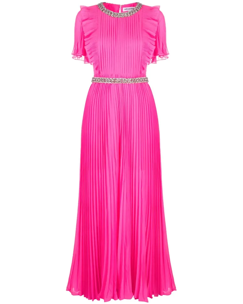 Self-Portrait Plissiertes Maxikleid aus Chiffon - Rosa Rosa