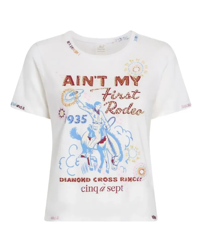 Cinq à Sept T-Shirt mit grafischem Print - Weiß Weiß