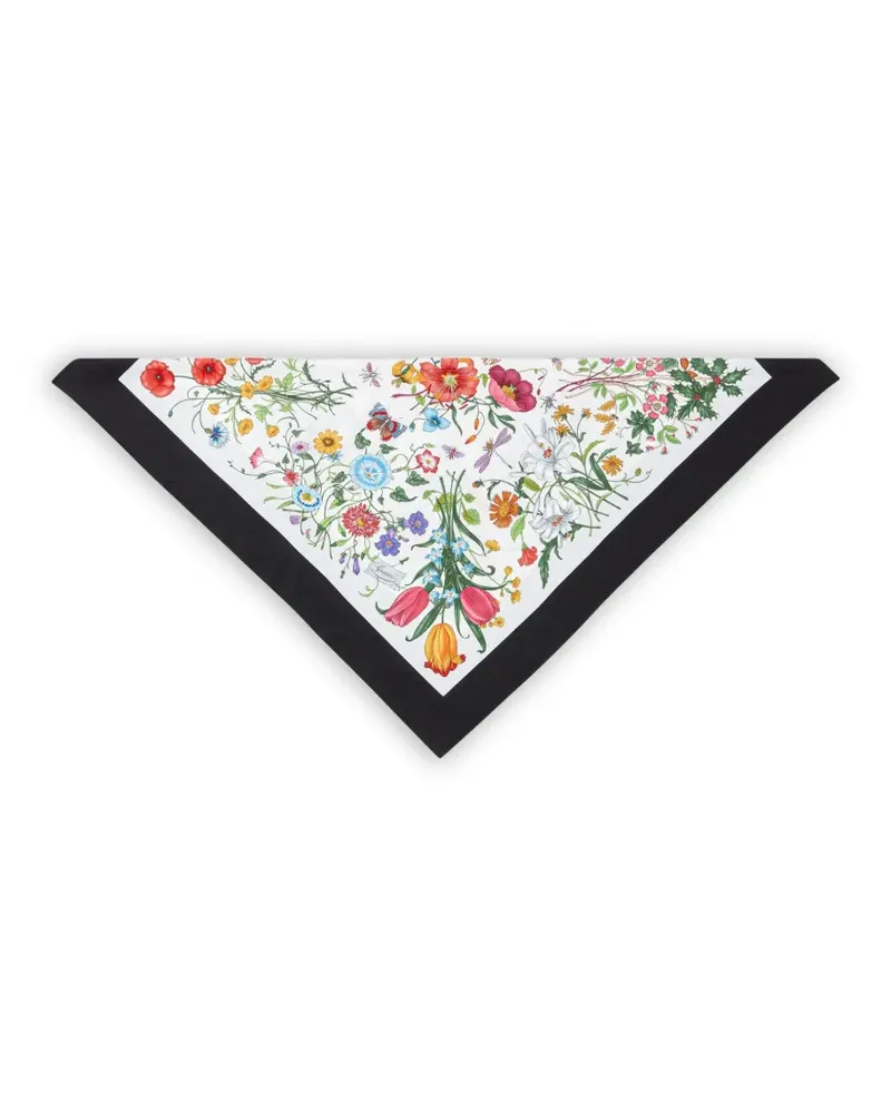 Gucci Flora-print silk scarf - Weiß Weiß