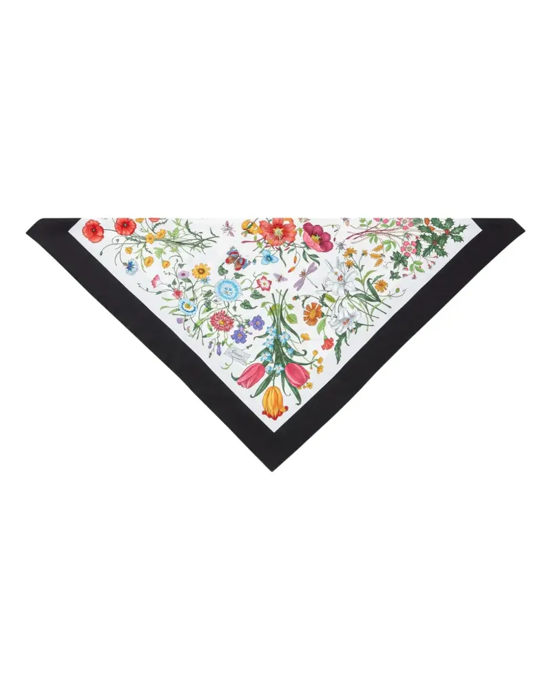 Gucci Flora-print silk scarf - Weiß Weiß